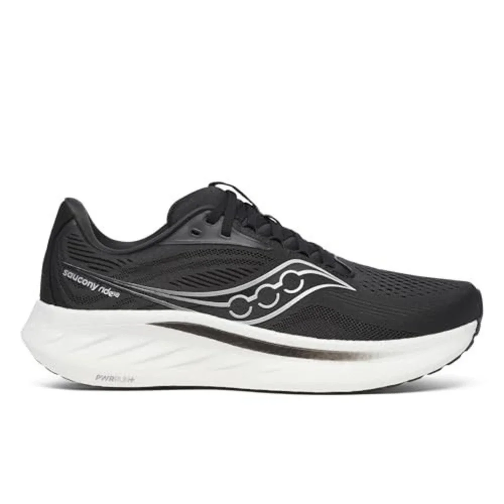 Men's Size 10.5- Saucony Ride 18 Black White Running Shoes Sneakers S21000-100